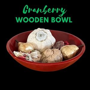 Hand Turned Deep Red 14” Hardwood Bowl Fall Xmas Couples Gift Wedding Shower